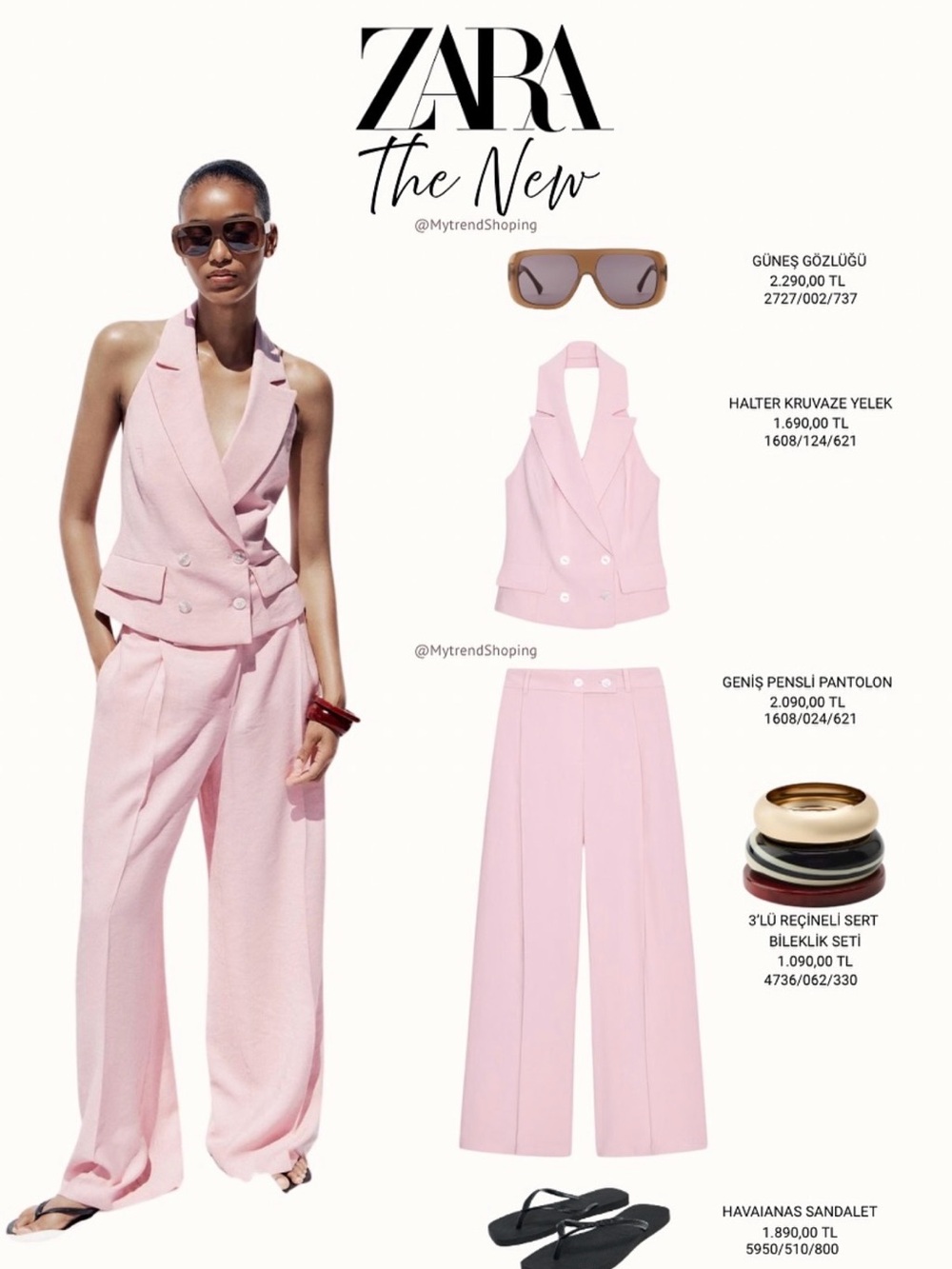 Zara Double-Breasted Sleeveless Pink Top and Pants Wide Legs Size 4 - Picture 2 of 16